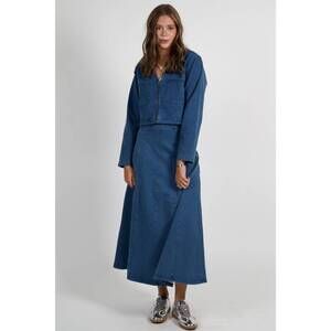 sundays Blue Denim Midi Skirt